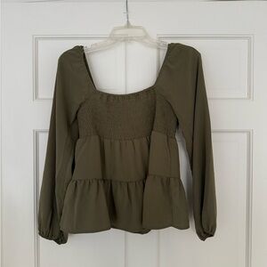 Olive green Paper Crane top